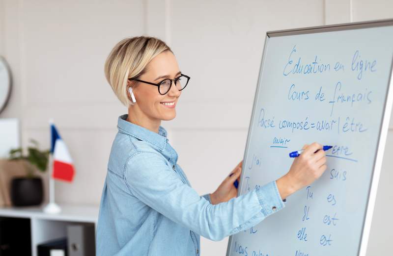 Lehrerin am Whiteboard